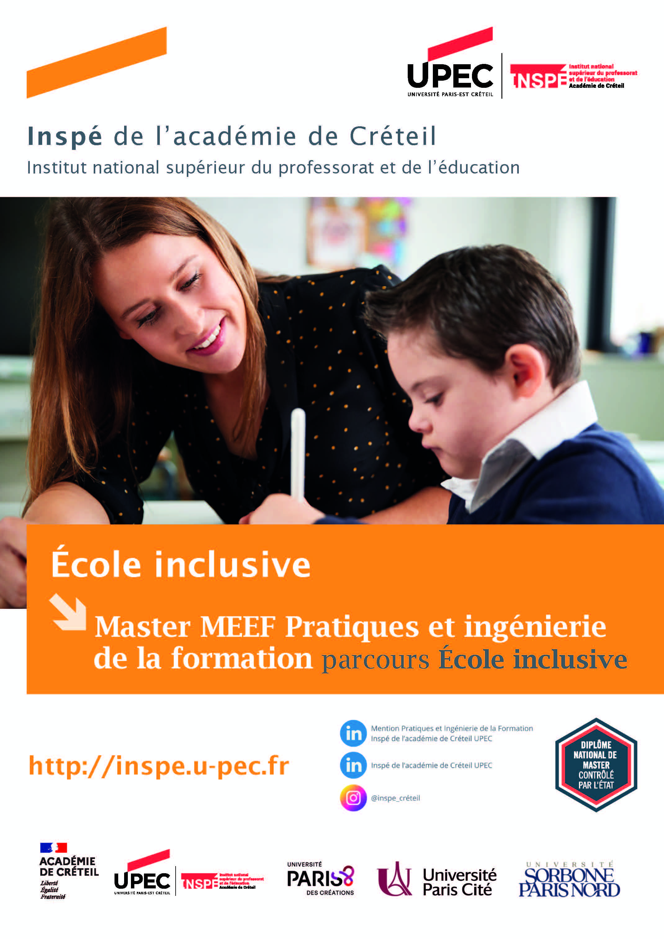 Master MEEF Pratiques et ingénierie de la formation parcours École inclusive couv